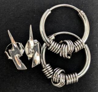 (2) SILVER EARRING SETS, DIFFERING SIZES