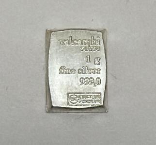 (4) Valcambi Suisse Silver Bullion Bars, 1g Each, 999.0 Purity, Fine Silver