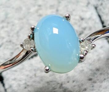 Silver Chalcedony & Diamond Ring