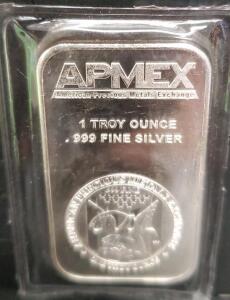 APMEX 1 Troy Ounce .999 Fine Silver Bullion Bar