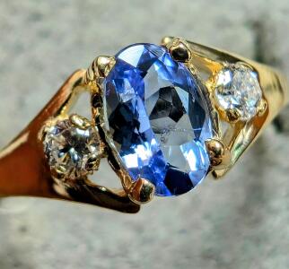 10K Tanzanite Lab Diamond Ring, Size: 6.5