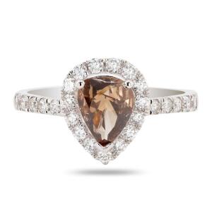 Platinum Ring with 0.90 ct Fancy Brown Diamond, AIG Certified