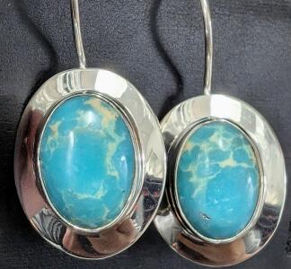 $300, SILVER(7.04g), TURQUOISE EARRING, retail value $300