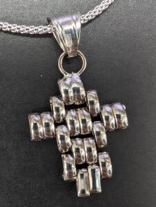 18" Silver Cross Necklace