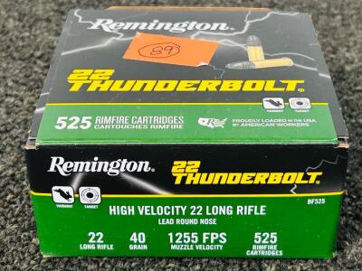 (525) Rnds Of Remington Thunderbolt 22 Long Rifle 40 Gr. Rimfire Cartridges