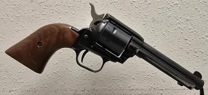 Heritage Rough Rider .22 Cal Revolver, Serial F57714, Blued Finish, Wooden Grips