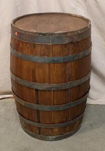 American Oak Barrel, Branded Wth The "Rogue" Logo and "Char #4" Designation. These Types of barrels Are Used for Aging Whiskey, Beer, or Wine. 35"x22"x22"