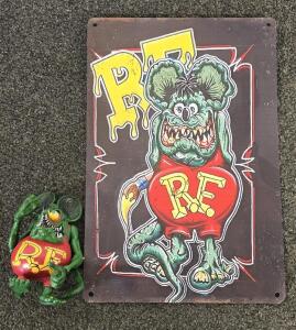 Retfink 4" Figure And Tin Wall Sign