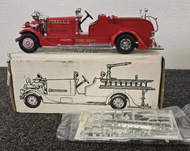 1937 Ahrens-Fox Fire Truck Bank- Die Cast With Up Opened Accessories