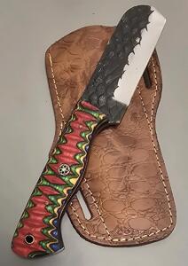 Carbon Steel Custom "Bull Cutter" Knife W/ Leather Sheath