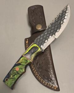 Carbon Steel Custom "Tracker" Hunting Knife W/ Leather Sheath