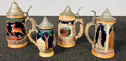 (4) Collectible Beer Steins