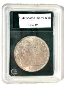 1847 Seated Liberty Silver Dollar Fine 12 (We Do Not Know If This Item Is Real Please Inspect In Person)