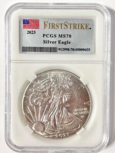 2023 FirstStrike PCGS MS70 Silver Eagle (We Do Not Know If This Item Is Real Please Inspect In Person)