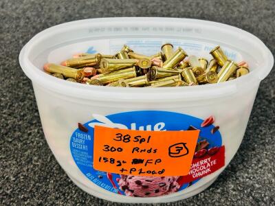 (300) Rnds Of .38 SPL 158 Gr. FP+P Load