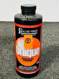 Full Bottle Of Alliant Unique Smokeless Powder (1 Lb)
