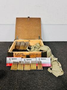 (534) Rounds Of 8mm Mauser In Wooden Crate: On Clips, Boxed and Bandoliers