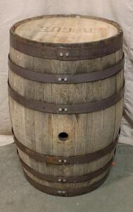 American Oak Barrel, Branded Wth The "Rogue" Logo and "Char #4" Designation. These Types of barrels Are Used for Aging Whiskey, Beer, or Wine. 35"x22"x22"