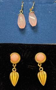Avon Sweet Sorbet Butterfly Earrings W/ Avon Delicate Drop Earrings With Surgical Steel Posts Pink