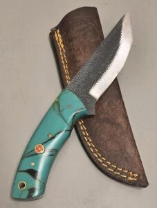 Carbon Steel Custom Hunting Knife W/ Leather Sheath