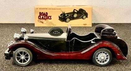Road Classics 15" Roadster With Chrome Accents Wooden Automobile Collectible