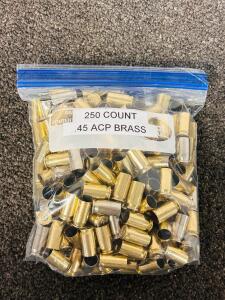 (250) Count .45 ACP Brass Casings