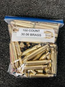 (100) Count .30-06 Brass Casings