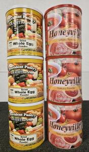 (3) 2 LB Cans Of Dried Whole Egg Powder & (3) 3.25 LB Of Tomato Powder