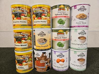 (12) Various Cans Of Dryed Food Storage
