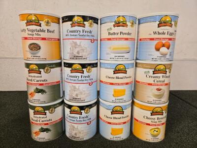(12) Cans Of Various Dry Food Storage