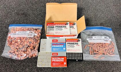 Full and Partial Boxes of Small/ Large Rifle Primers and Reloading Bullets