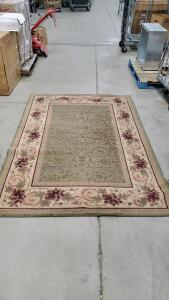 Floral Pattern Area Rug, 8' x 11', Beige/Green/Burgundy