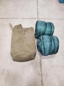 (2)Green Sleeping Bag with Carry Bag, Synthetic Insulation, Lightweight