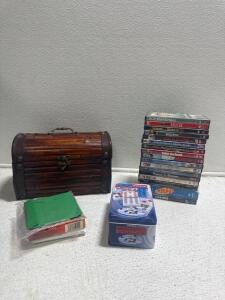 DVD Collection with Cardinal Double Twelve Domino Set, 14 DVDs, 91 Dominoes
