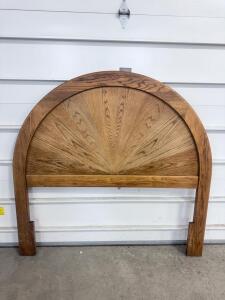 Arched Wooden Headboard, Sunburst Design, Queen/Full Compatible