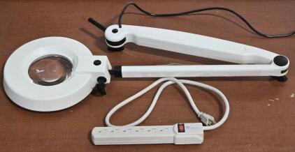 Large Mountable Ring Light Magnifying Glass & GE Power Strip