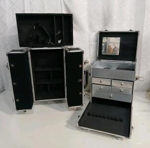 (1) T.Z. Case Cosmetics Case W/ Wheels -10"Lx14"W x18"H (1) T.Z. Case Cosmetics Case -12"L x10"W x14"H