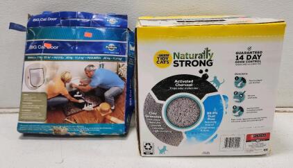 (1) PetSafe Big Cat Door (1) Purina Tidy Cats Naturally Strong Unscented Clumping 38lbs Cat Litter