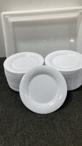 White Dinner Plates and Tub