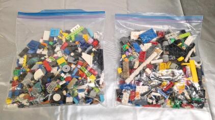 (2) 1-Pound Bags Of Assorted Lego Bricks, Blocks & Parts