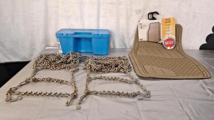 (1) Kraco 2-Piece Floor Mat Set & (1) Set Of Tire Chains, 13"W x 72"L Overall
