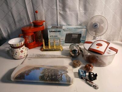 (1) Vintage Sangean ATS-909 PLL Synthesized World Reciever (1) Wax Warmer (1) Body Bistro Coffee Dripper & More