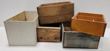 (5) Assorted Wooden Storage Boxes