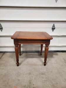 Traditional Wooden Side Table, Brown Finish, Turned Legs