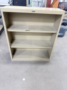 Beige HON Metal Bookshelf, 3 Shelves, 41.5"x34.5"x13" Adjustable