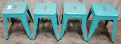 (4) Blue Plant Stools 18"x11"x11"