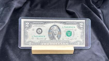 1976 $2 Bank Note That&rsquo;s Cut Off Center