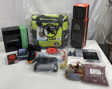 Assorted Outdoorsy Items -Soft Ice Chest , Portable Power Packs , Sling Shot & Ammo , Exercise Bands & More
