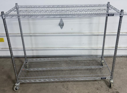 Metal Wire Shelving Unit, 2 Shelves, 800 lbs Capacity per Shelf, Caster Wheels