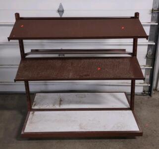 A 49"x 31"x 51" Vintage Brown Metal Retail Display Rack